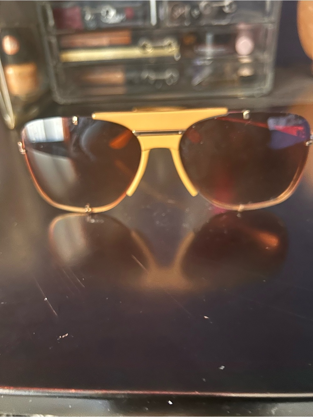 Aviator Style Sunglasses with Brown Bridge and Brown Lenses